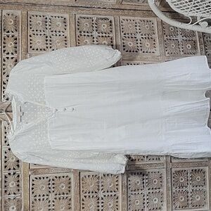 LOFT White 100% Cotton Flowy Boho Dress Sz S